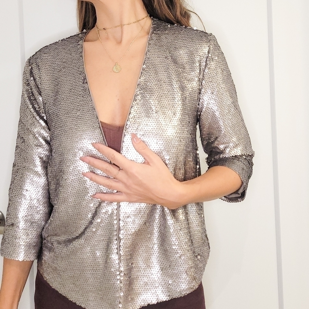 Forever21 Women's Sequins Taylor Swift Concrete 3/4 sleeve Jacket Size Small